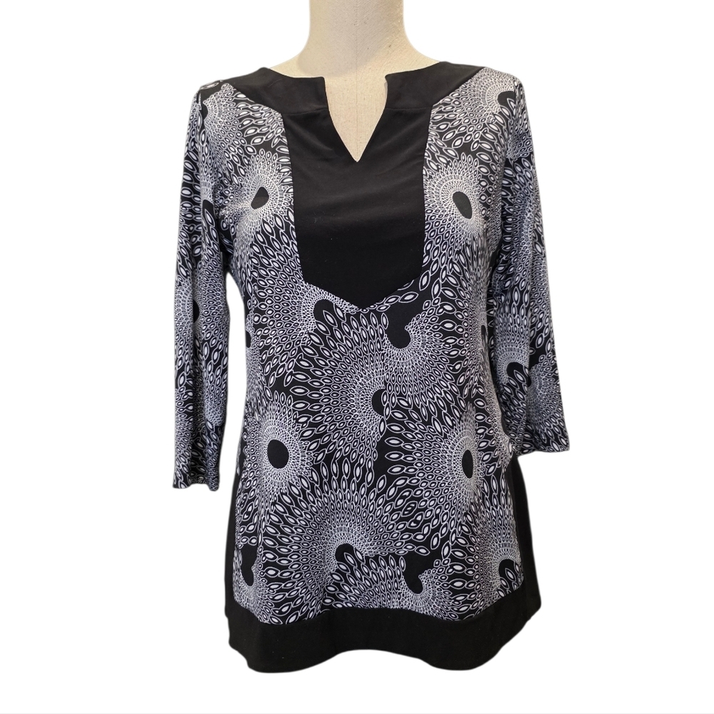 Jaclyn Smith Monochrome Patterned Tunic